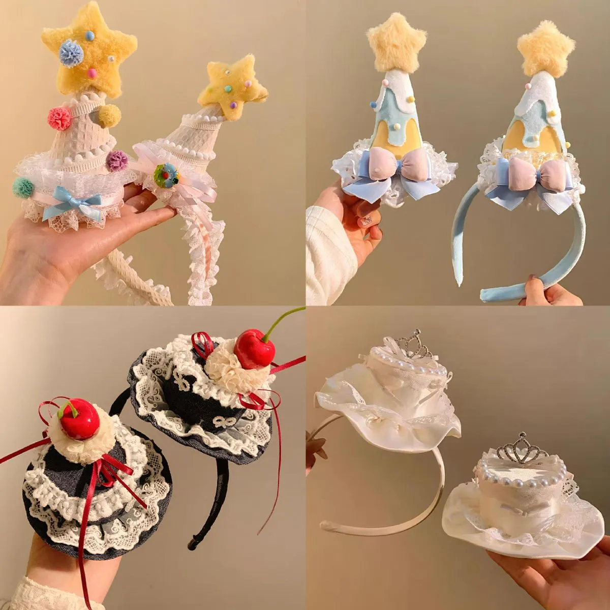 Sweetheart Party Cherry Cake Hair Clip – Cute Lace Headband for Girls, Kawaii Dessert-Themed Birthday Photo Prop & Party Hair Accessory for Kids